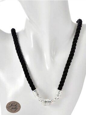 KIIRKS FOLLY MYSTIC CORD Black 30" Magnetic Interchangeable Necklace Silvertone